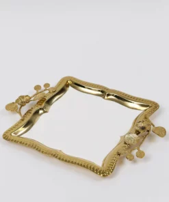 Inspire Me! Home Decor Square Gold Floral Tray With White Enamel Interior