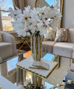 Inspire Me! Home Decor Gold & White Striped Vase (2 Sizes)