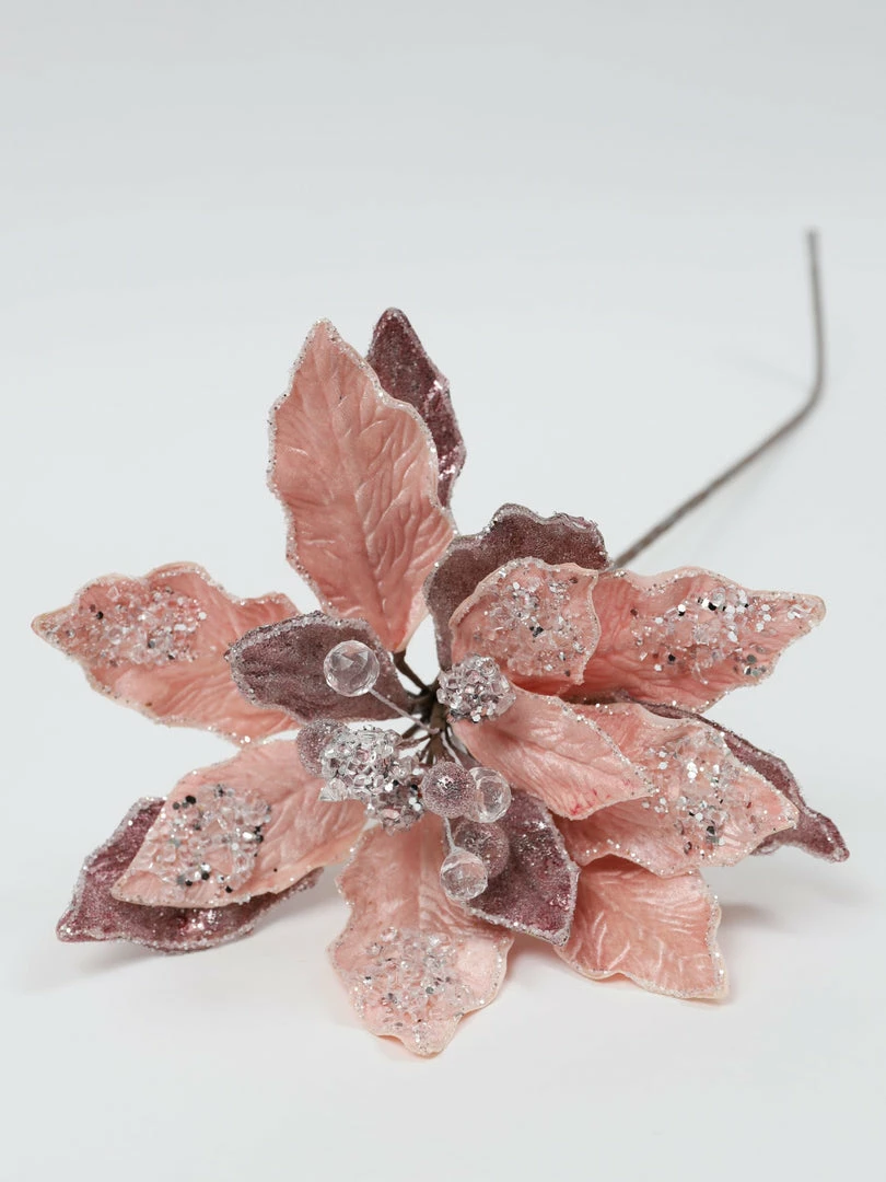 Inspire Me! Home Decor Floral Stems Light Pink & Mauve Poinsettia Stem 4 Inspire Me! Home Decor Floral Stems Light Pink & Mauve Poinsettia Stem