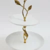 Inspire Me! Home Decor White Double Tier Tray With Gold Leaf Details And Base