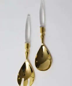 Inspire Me! Home Decor Set Of Gold Salad Servers With Acrylic Handles
