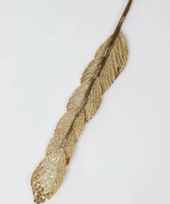 Inspire Me! Home Decor Floral Stems Gold And White Leaf Stem With Bead Detail