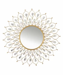 Inspire Me! Home Decor Golden Jeweled Sunburst MIrror