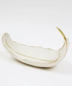 Inspire Me! Home Decor White And Gold Feather Decorative Bowl 10 Inspire Me! Home Decor White And Gold Feather Decorative Bowl