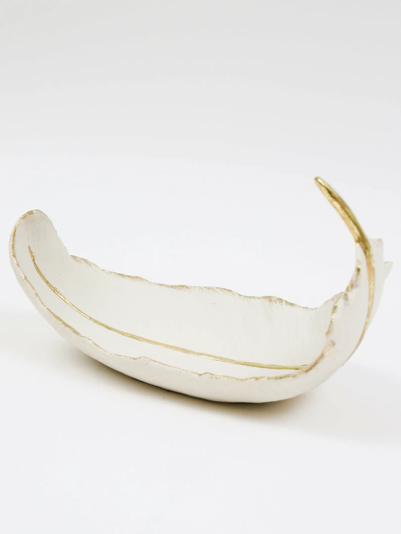 Inspire Me! Home Decor White And Gold Feather Decorative Bowl 9 Inspire Me! Home Decor White And Gold Feather Decorative Bowl