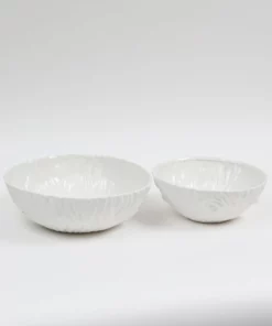 Inspire Me! Home Decor White Ceramic Round Bowl With Detailed Design (2 Sizes)