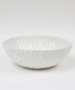 Inspire Me! Home Decor White Ceramic Round Bowl With Detailed Design (2 Sizes)