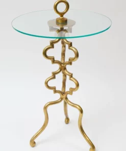 Inspire Me! Home Decor Gold Metal Side Table With Glass Top