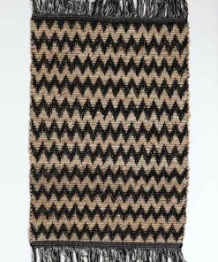 Inspire Me! Home Decor Black And Tan Chevron Fringed Rug PILLOWS, RUGS, & THROWS