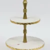 Inspire Me! Home Decor Two-Tiered Marble Cake Stand With Gold Base