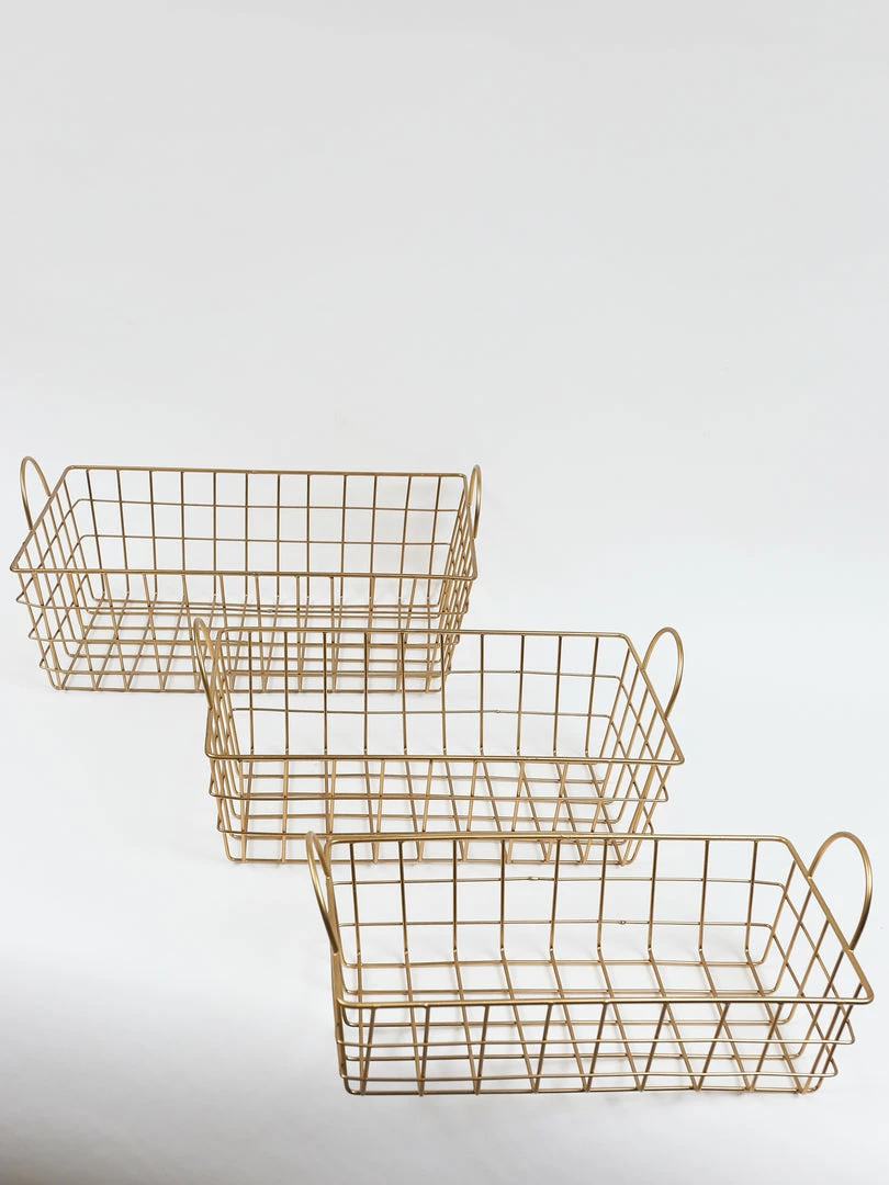 Inspire Me! Home Decor Gold Rectangular Wired Basket (3 Sizes) 3 Inspire Me! Home Decor Gold Rectangular Wired Basket (3 Sizes)