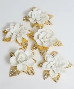 Inspire Me! Home Decor White And Gold Flower Decor