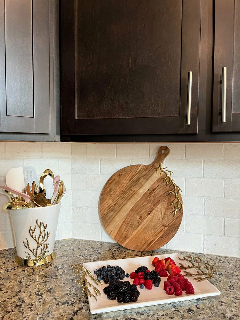 Inspire Me! Home Decor White Ceramic Tray With Gold Textured Design Handles " From Pops Of Color Home Collection" 5 Inspire Me! Home Decor White Ceramic Tray With Gold Textured Design Handles " From Pops Of Color Home Collection"