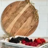 Inspire Me! Home Decor Round Wood Charcuterie Board With Textured Design And Handle " From Pops Of Color Home Collection"