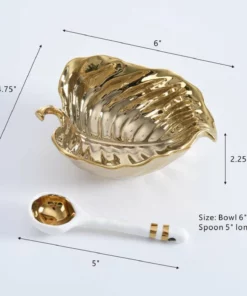 Inspire Me! Home Decor Gold Leaf Snack Bowl And Spoon Set 13 Inspire Me! Home Decor Gold Leaf Snack Bowl And Spoon Set