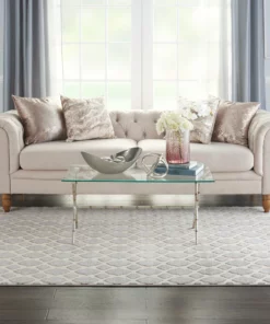 Nourison Joli Area Rug - Grey/Ivory (2 Sizes) PILLOWS, RUGS, & THROWS