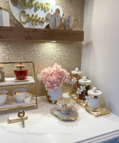 Inspire Me! Home Decor Hammered Glass Canister With White Jeweled Flower Details (3 Sizes) Gold 14 Inspire Me! Home Decor Hammered Glass Canister With White Jeweled Flower Details (3 Sizes) Gold