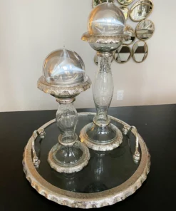 Inspire Me! Home Decor Glass Candle Holder With Silver Ruffle Detail (2 Sizes)