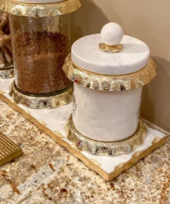 Inspire Me! Home Decor Marble Metallic Edged Rectangle Tray (2 Colors)