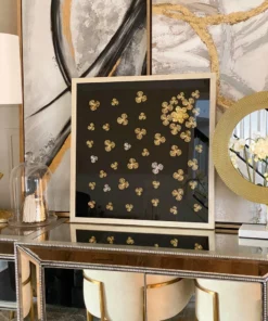 Inspire Me! Home Decor WALL ART & MIRRORS Black Wall Art With Gold And Silver Metal Flowers