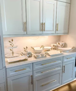 Inspire Me! Home Decor White Ceramic Serving Tray With 4 Bowls And Gold Leaf