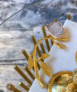 Inspire Me! Home Decor Marble Tray With Gold Agate Handles