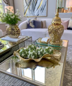 Inspire Me! Home Decor Gold Oblong Leaf Tray