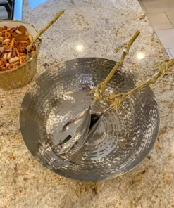 Inspire Me! Home Decor Gold Leaf Design 2-Tone Server Set