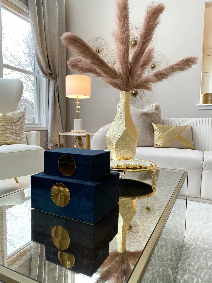 Inspire Me! Home Decor Set Of 2 Velvet Black Boxes With Gold Circle 3 Inspire Me! Home Decor Set Of 2 Velvet Black Boxes With Gold Circle