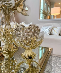 Inspire Me! Home Decor Large Glass Bowl On Gold Branch Base