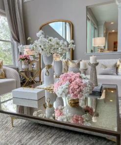 Inspire Me! Home Decor White Ceramic Vase With Elegant Gold Details (2 Sizes)