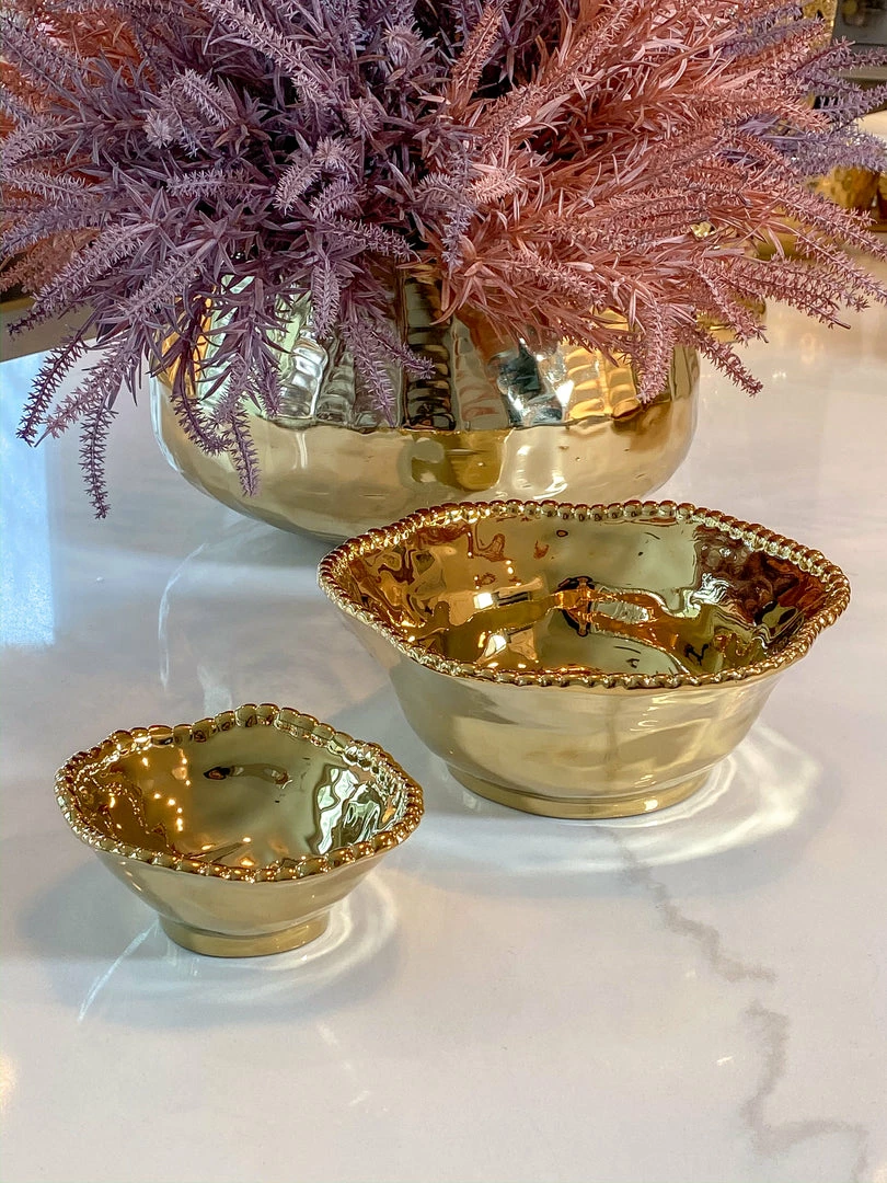 Inspire Me! Home Decor Gold Wavy Beaded Bowls (2 Sizes) 3 Inspire Me! Home Decor Gold Wavy Beaded Bowls (2 Sizes)