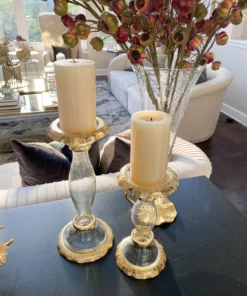 Inspire Me! Home Decor Glass Candle Holders With Gold Ruffle Detail (2 Sizes) 15 Inspire Me! Home Decor Glass Candle Holders With Gold Ruffle Detail (2 Sizes)