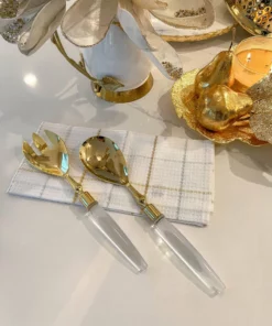 Inspire Me! Home Decor Set Of Gold Salad Servers With Acrylic Handles