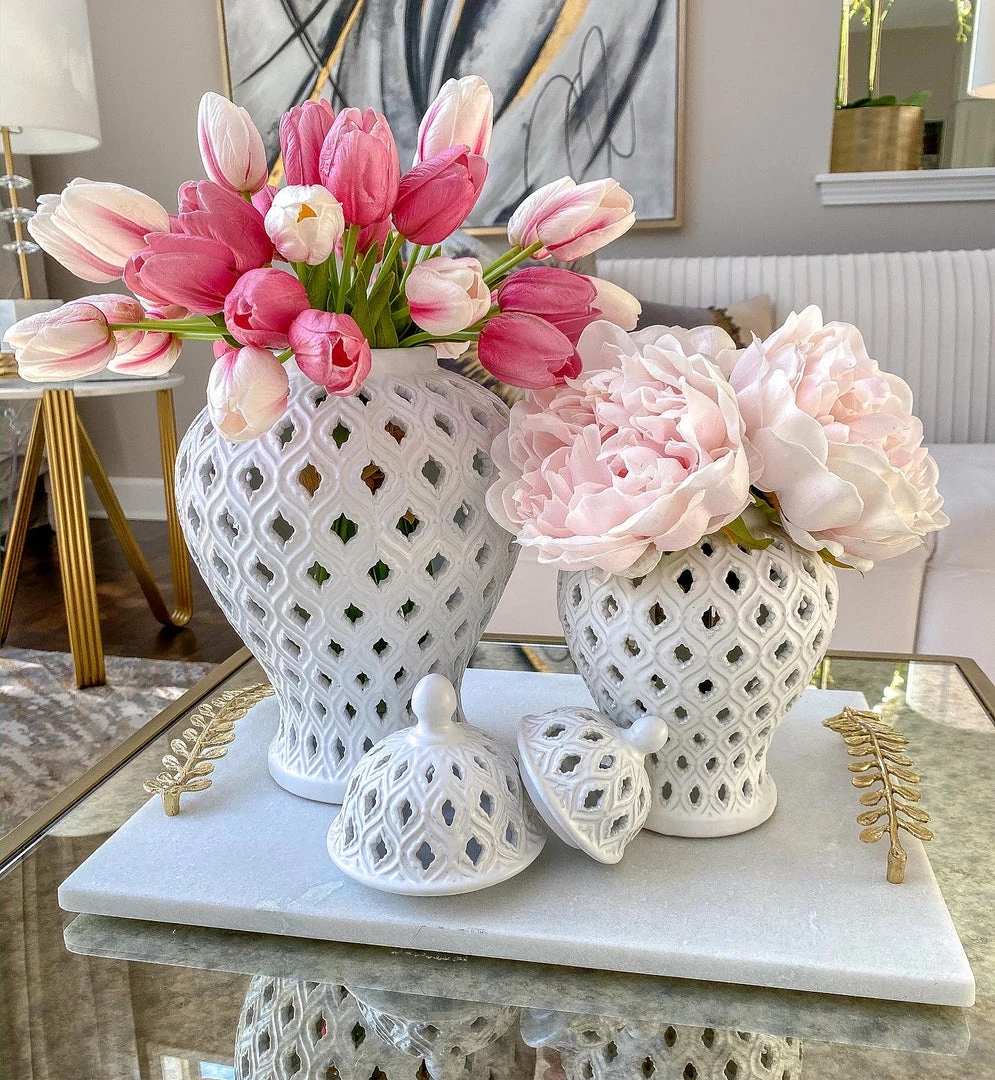 Inspire Me! Home Decor Extra Mini/Miniature White Ginger Jar 4 Inspire Me! Home Decor Extra Mini/Miniature White Ginger Jar