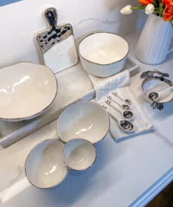 Inspire Me! Home Decor Silver And White 3 Section Serving Bowls 11 Inspire Me! Home Decor Silver And White 3 Section Serving Bowls