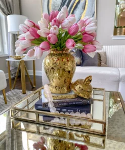 Inspire Me! Home Decor Gold Patterned Mini/Miniature Ginger Jar