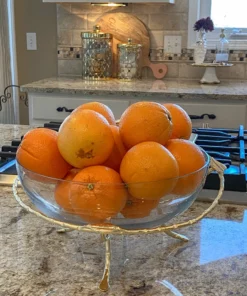 Inspire Me! Home Decor Gold Leaf Detailed Hammered Glass Bowl