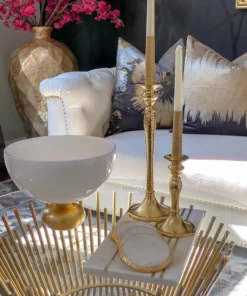 Inspire Me! Home Decor White Glass Bowl With Gold Round Base