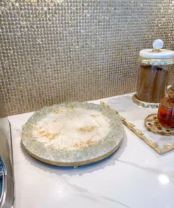 Inspire Me! Home Decor Round White Resin Tray/Trivet