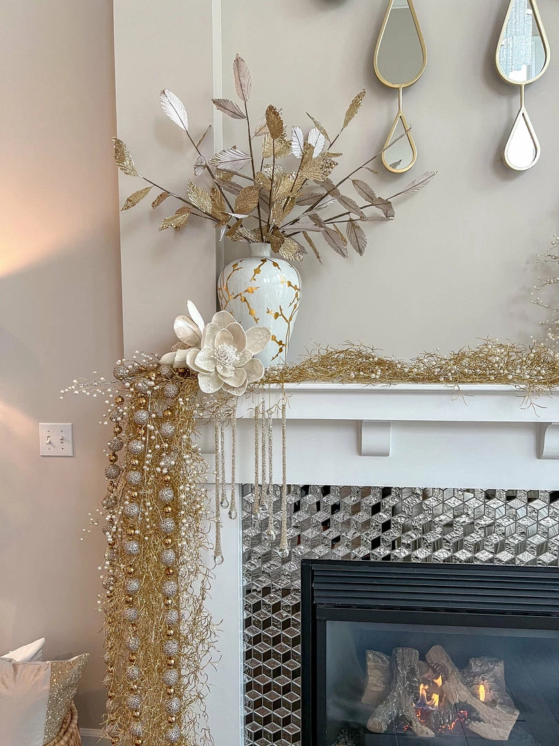 Inspire Me! Home Decor Floral Stems Large White Beaded Magnolia Stem 8 Inspire Me! Home Decor Floral Stems Large White Beaded Magnolia Stem