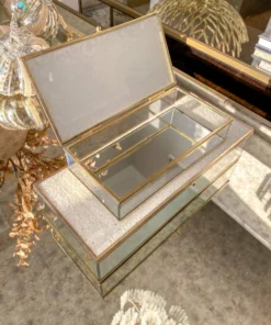 Inspire Me! Home Decor Glass Box Set With White Glitter Top (Set Of 2)