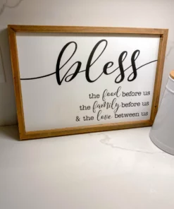 Inspire Me! Home Decor Bless The Food Wooden Sign WALL ART & MIRRORS