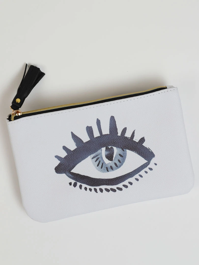 Inspire Me! Home Decor Faux Leather Evil Eye Cosmetic Bag 3 Inspire Me! Home Decor Faux Leather Evil Eye Cosmetic Bag