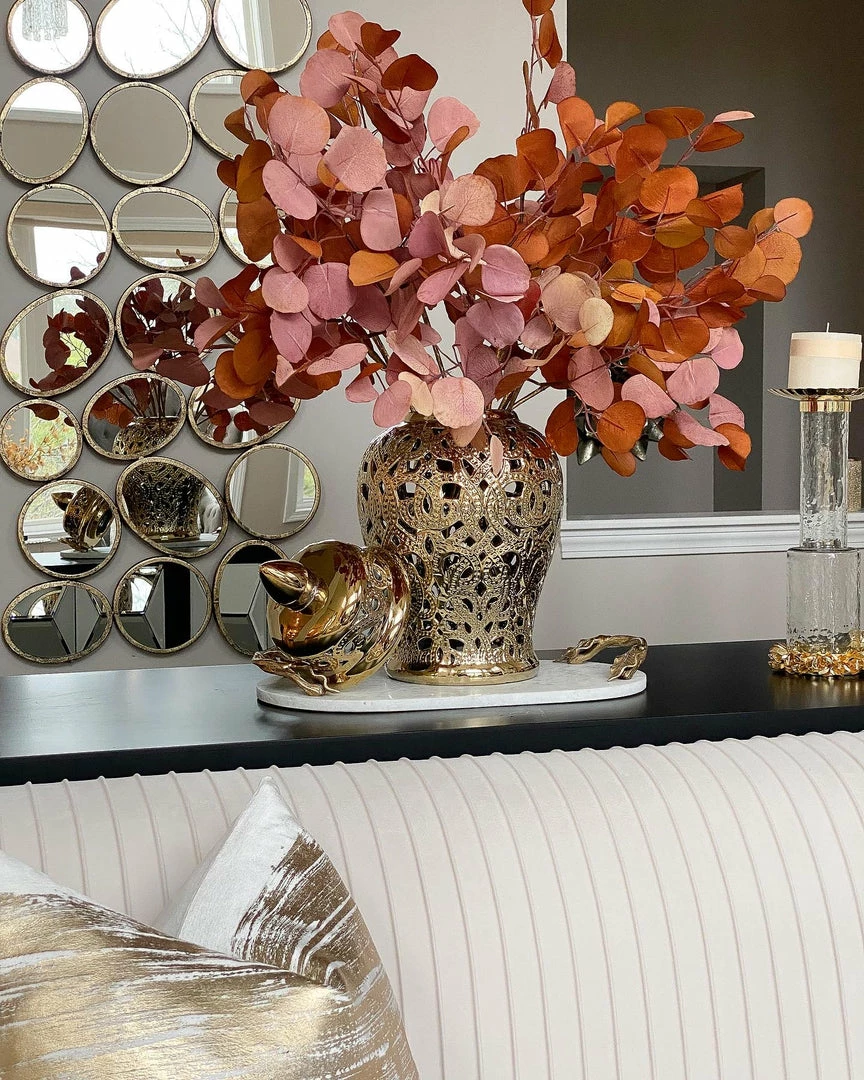 Inspire Me! Home Decor Floral Stems Beige Pink Flat Eucalyptus Stem 3 Inspire Me! Home Decor Floral Stems Beige Pink Flat Eucalyptus Stem