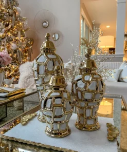 Inspire Me! Home Decor Gold & White Ginger Jar (3 Sizes)