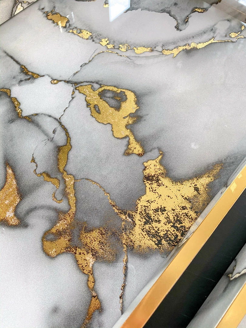 Inspire Me! Home Decor Marble Tray With Gold Edges And Metallic Marble Pattern (2 Sizes) 6 Inspire Me! Home Decor Marble Tray With Gold Edges And Metallic Marble Pattern (2 Sizes)