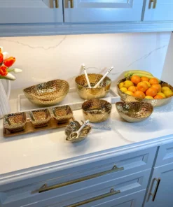 Inspire Me! Home Decor Gold Oval Hammered Porcelain Bowl 18 Inspire Me! Home Decor Gold Oval Hammered Porcelain Bowl