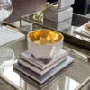 Inspire Me! Home Decor White Geometric Bowl With Gold Metallic Center