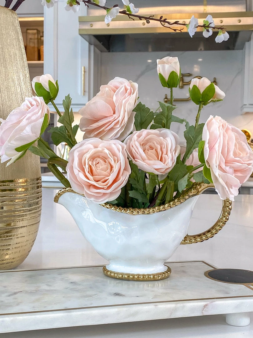 Inspire Me! Home Decor Gold And White Beaded Gravy Boat 3 Inspire Me! Home Decor Gold And White Beaded Gravy Boat